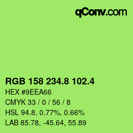 カラーコード: RGB 158 234.8 102.4 | qconv.com