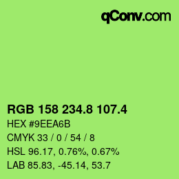 カラーコード: RGB 158 234.8 107.4 | qconv.com