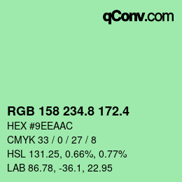 カラーコード: RGB 158 234.8 172.4 | qconv.com