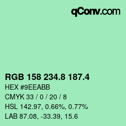 カラーコード: RGB 158 234.8 187.4 | qconv.com