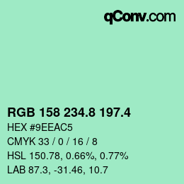 カラーコード: RGB 158 234.8 197.4 | qconv.com