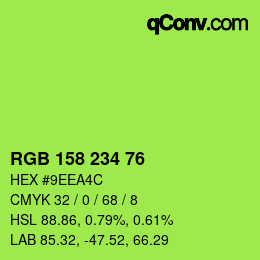 カラーコード: RGB 158 234 76 | qconv.com