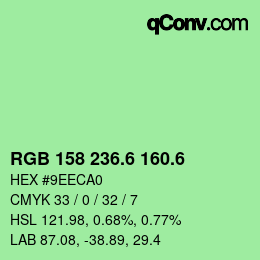 カラーコード: RGB 158 236.6 160.6 | qconv.com