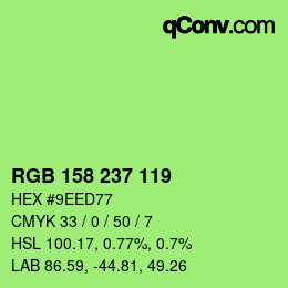 Color code: RGB 158 237 119 | qconv.com