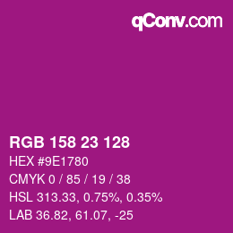 Color code: RGB 158 23 128 | qconv.com