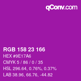 Color code: RGB 158 23 166 | qconv.com