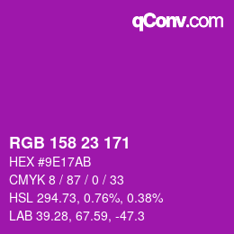 Color code: RGB 158 23 171 | qconv.com