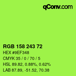 Color code: RGB 158 243 72 | qconv.com
