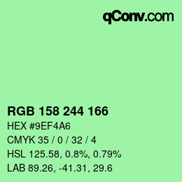 Color code: RGB 158 244 166 | qconv.com