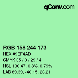 Color code: RGB 158 244 173 | qconv.com