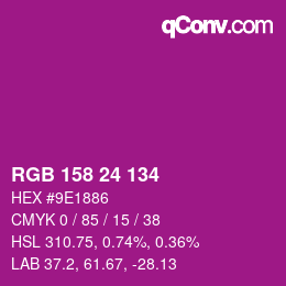 Color code: RGB 158 24 134 | qconv.com
