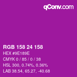 カラーコード: RGB 158 24 158 | qconv.com