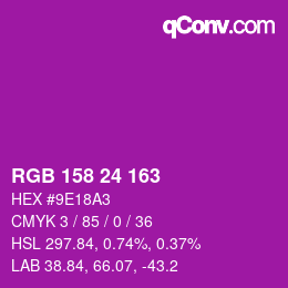 カラーコード: RGB 158 24 163 | qconv.com