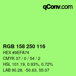 カラーコード: RGB 158 250 116 | qconv.com