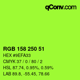 Código de color: RGB 158 250 51 | qconv.com