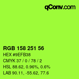 颜色代码: RGB 158 251 56 | qconv.com