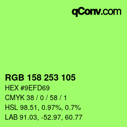 Código de color: RGB 158 253 105 | qconv.com