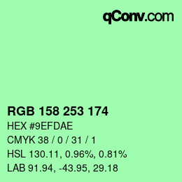 カラーコード: RGB 158 253 174 | qconv.com
