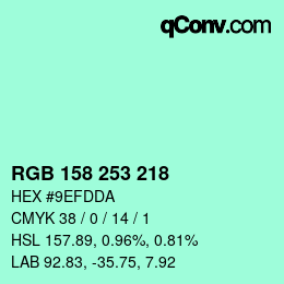カラーコード: RGB 158 253 218 | qconv.com