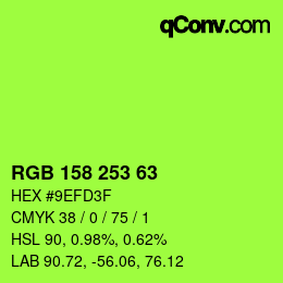 カラーコード: RGB 158 253 63 | qconv.com