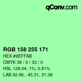 Color code: RGB 158 255 171 | qconv.com