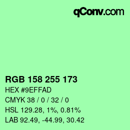 颜色代码: RGB 158 255 173 | qconv.com