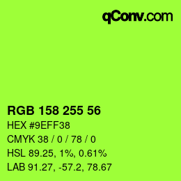 Código de color: RGB 158 255 56 | qconv.com