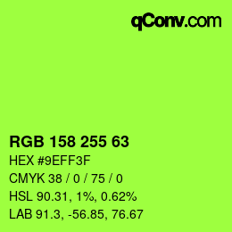 Color code: RGB 158 255 63 | qconv.com