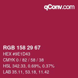カラーコード: RGB 158 29 67 | qconv.com