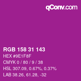 カラーコード: RGB 158 31 143 | qconv.com