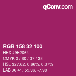 カラーコード: RGB 158 32 100 | qconv.com