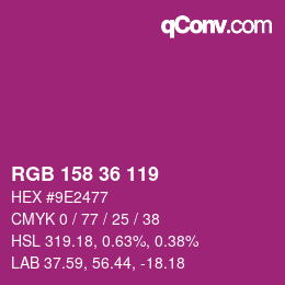Farbcode: RGB 158 36 119 | qconv.com