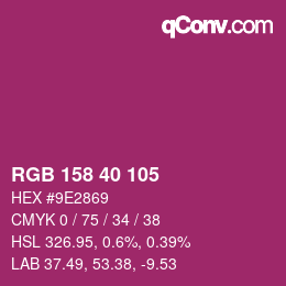 Color code: RGB 158 40 105 | qconv.com