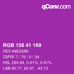 Color code: RGB 158 41 169 | qconv.com