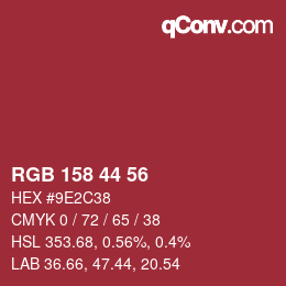 カラーコード: RGB 158 44 56 | qconv.com