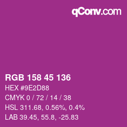 Color code: RGB 158 45 136 | qconv.com