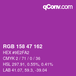 Color code: RGB 158 47 162 | qconv.com