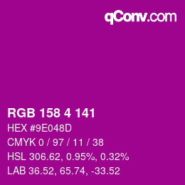 カラーコード: RGB 158 4 141 | qconv.com