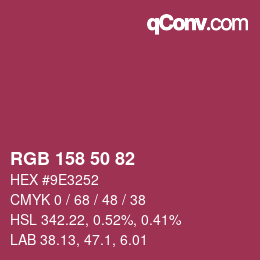 Color code: RGB 158 50 82 | qconv.com