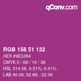 Color code: RGB 158 51 132 | qconv.com