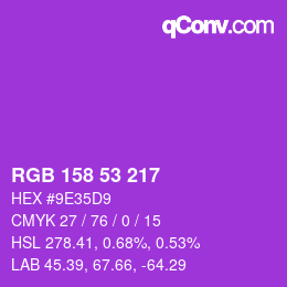 Color code: RGB 158 53 217 | qconv.com