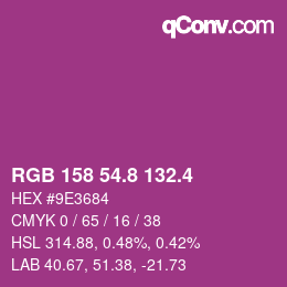 カラーコード: RGB 158 54.8 132.4 | qconv.com