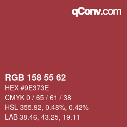 Color code: RGB 158 55 62 | qconv.com