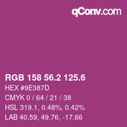 カラーコード: RGB 158 56.2 125.6 | qconv.com