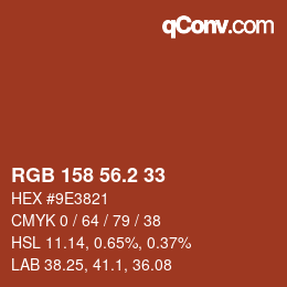 カラーコード: RGB 158 56.2 33 | qconv.com