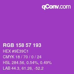 カラーコード: RGB 158 57 193 | qconv.com