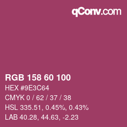 カラーコード: RGB 158 60 100 | qconv.com