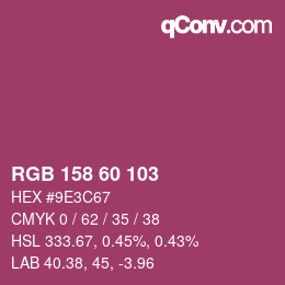 カラーコード: RGB 158 60 103 | qconv.com