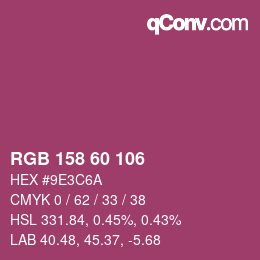 カラーコード: RGB 158 60 106 | qconv.com
