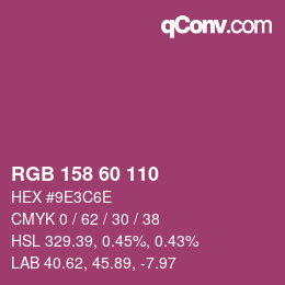 カラーコード: RGB 158 60 110 | qconv.com